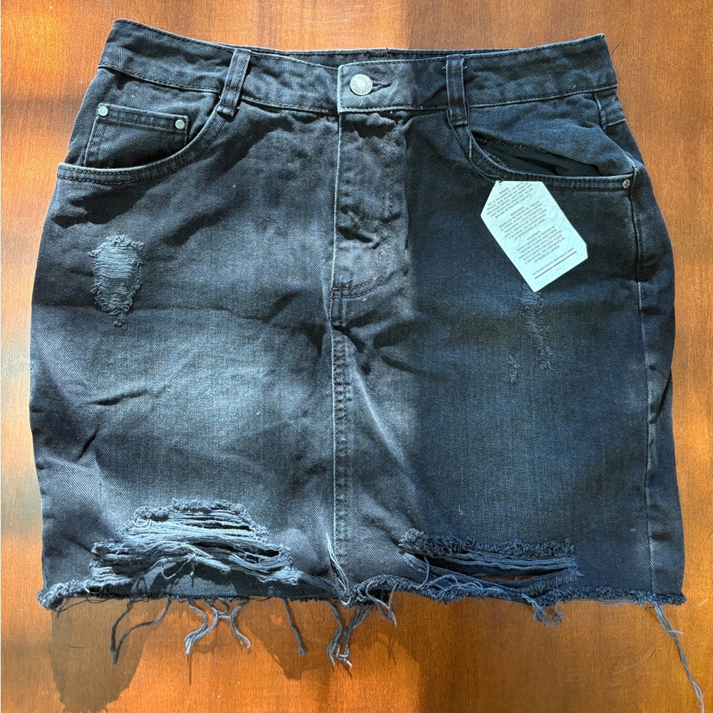 DENIM CO Black Denim Distressed Mini Skirt ladies 6